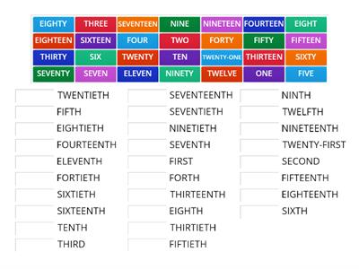 Teens 1 MEIO - L12 - Ordinal numbers domino