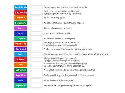 Match the coding terms