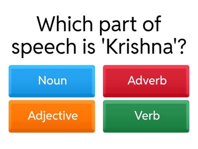 English Language Parts of Speech Quiz for Class VI