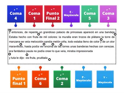 Colocamos las mayúsculas, comas y puntos. 