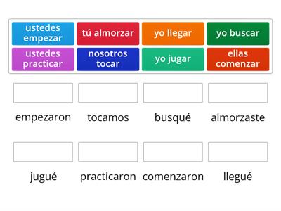 Verbs endings -car; -gar;-zar preterite