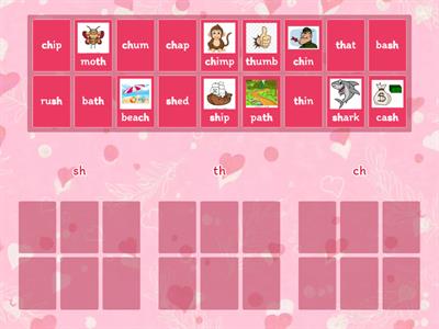 Digraph Sort ch, sh, th