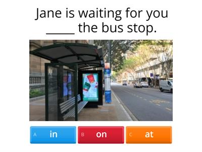 Prepositions in, on, at