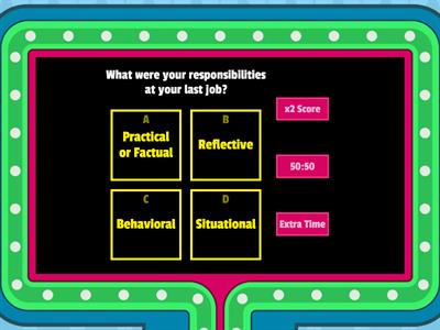 Interview question types gameshow