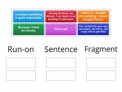 Run-On, Fragments and Sentences 