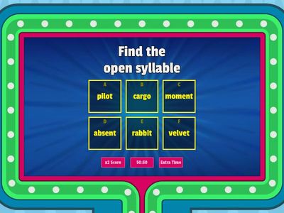 Open closed syllable quiz