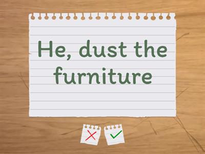 Chores Past Tense Verbs Create a Sentence