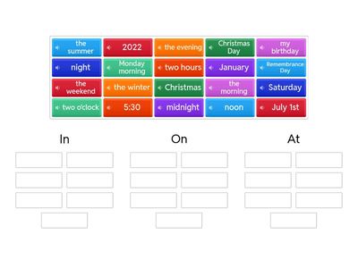 Prepositions of Time: In, On, At