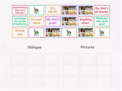 Going shopping - Dialogue - Put in order