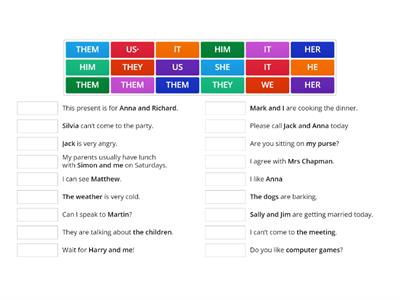 English File Elementary 6A Object Pronouns game (Communicate)