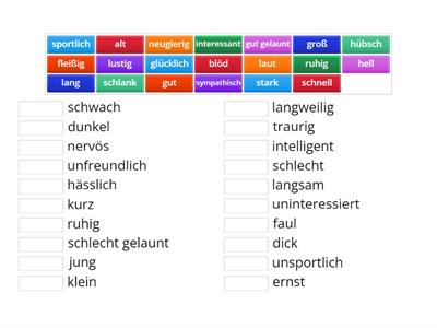 Antonyme - Aussehen und Charaktereigenschaften