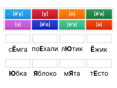 Буквы Е, Ё, Ю, Я