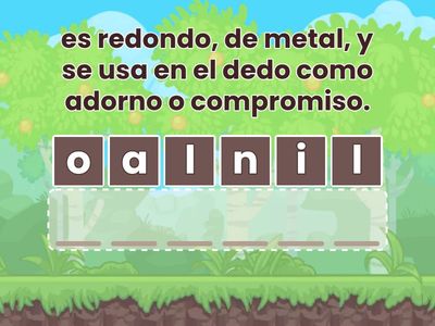 Adivinanza,armar palabras.