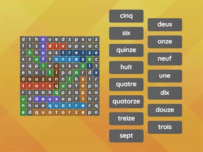 Les Chiffres Wordsearch