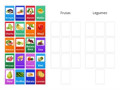 Categorização semântica: frutas x legumes