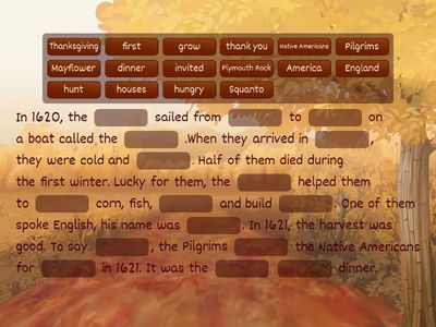 Fill in the blanks - Thanksgiving lesson 5ème