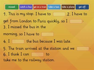 Grade 6. Transport collocations