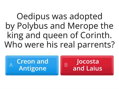 Oedipus Rex Gameshow Quiz (Not a test)