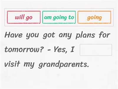 will/going to future plans