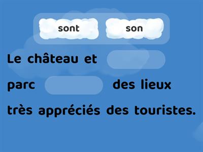 Homophones grammaticaux : son/ sont ; et/est ; a/à ; son/sont 