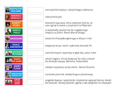  Podróżnicy i odkrywcy- ćwiczenie