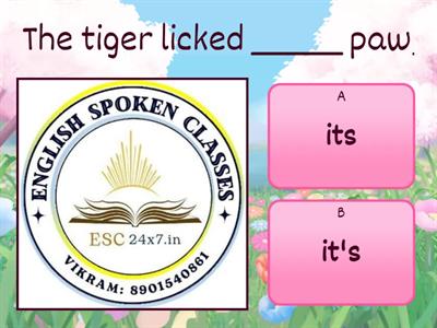 Uses of its & it's by esc 24x7 (Vikram- 8901540861)