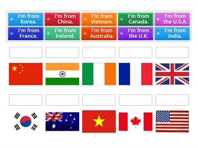 Match up Where are you from?