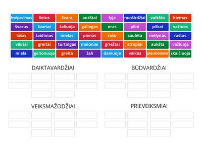 KALBOS DALYS_daiktavardis, veiksmažodis, prieveiksmis, būdvardis