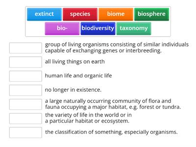 Systems - Biosphere Vocabulary Practice