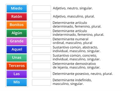 Análisis morfológico sustantivos, adjetivos y determinantes