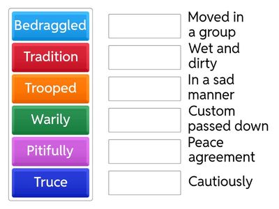 Vocabulary Matching Activity a light in the window