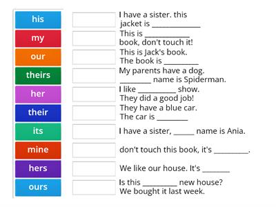 TEENS 4 LESSON 7E  Possessive adjectives and possessive pronouns