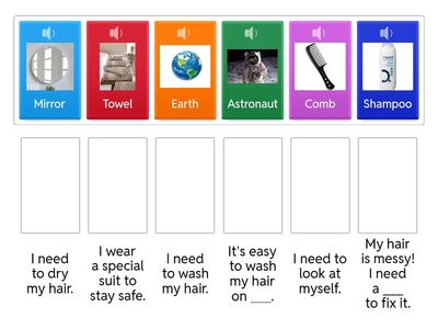 🌟 Match the sentences with the correct pictures/words