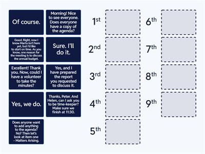 OPENING A MEETING - PUT THE SENTENCES IN THE CORRECT ORDER