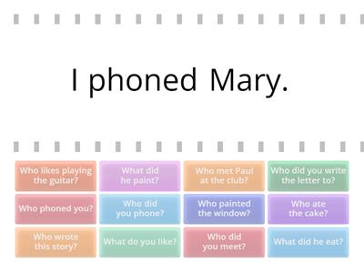 Subject and object questions revision