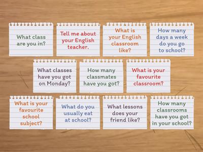 Questions about school pre-A1, A1