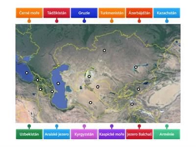 Střední Asie a Zakavkazsko - orientace na mapě