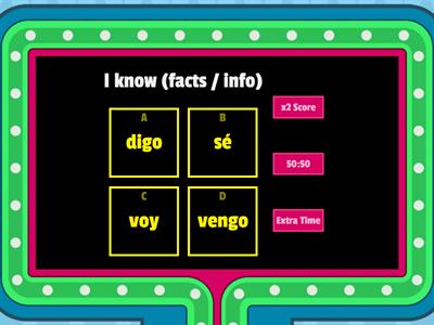 Present tense irregular "yo" verbs