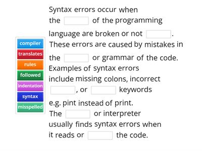 Syntax Errors