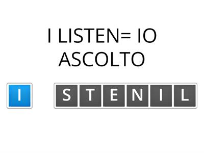 INGLESE: SIMPLE PRESENT ( TO LISTEN= ASCOLTARE) riordina