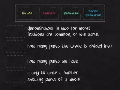 Fraction Vocabulary Match Up