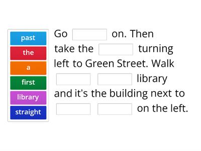 Giving directions, articles, prepositions