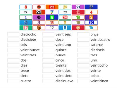 los numeros 1-30