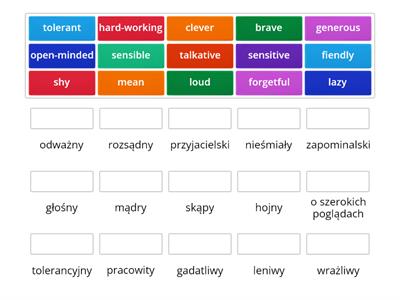 Character adjectives