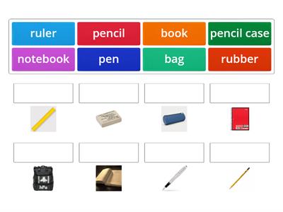 rubber, ruler, book, pencil, pen, bag, notebook, pencil case