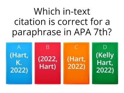 APA 7th Referencing Quiz