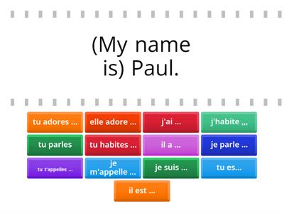 Verbes parler, habiter, s'appeler, adorer, être, avoir 