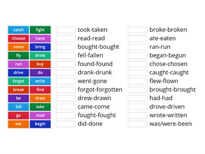  Irregular verbs 4to