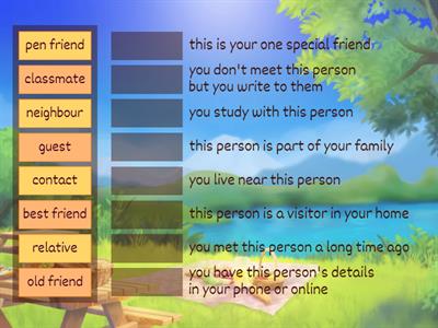 Vocab match up - Cambridge relationships