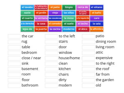 House and Home Review for Final Exam : Spanish 1